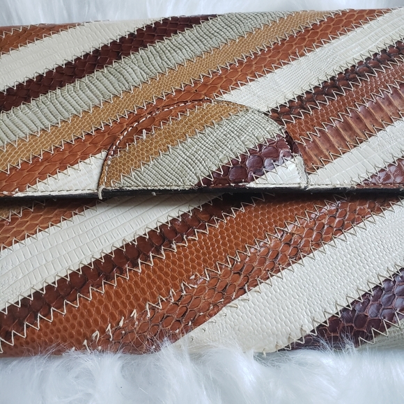 Vintage David Mehler Dame Stiched Snakeskin Clutch - Picture 4 of 8